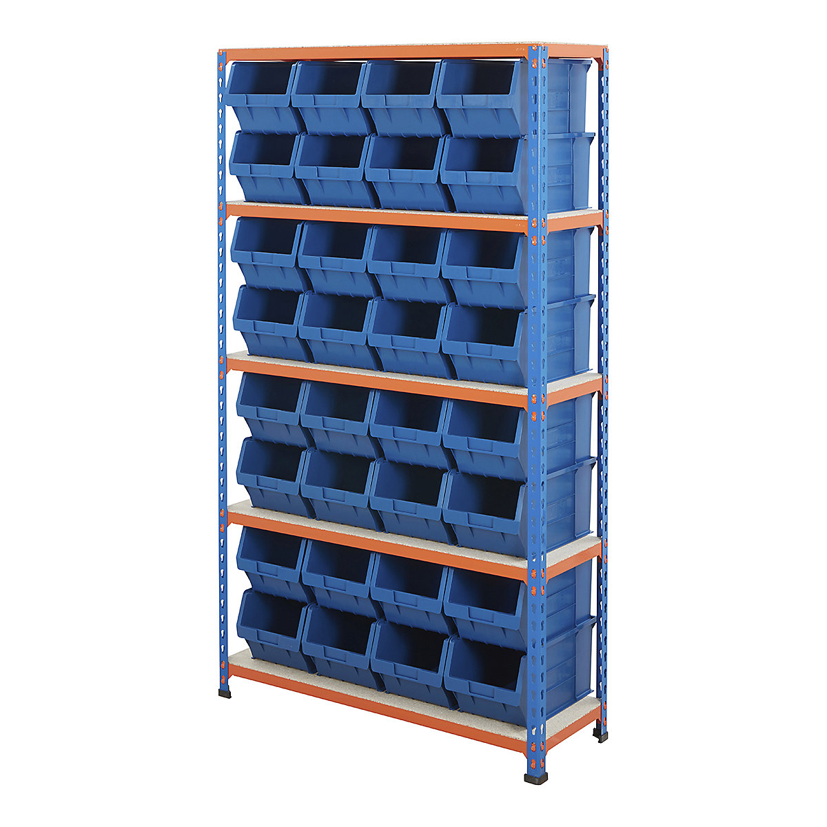 BiG200 Blue & Orange Shelving With Plastic Parts Bins Mega Deal