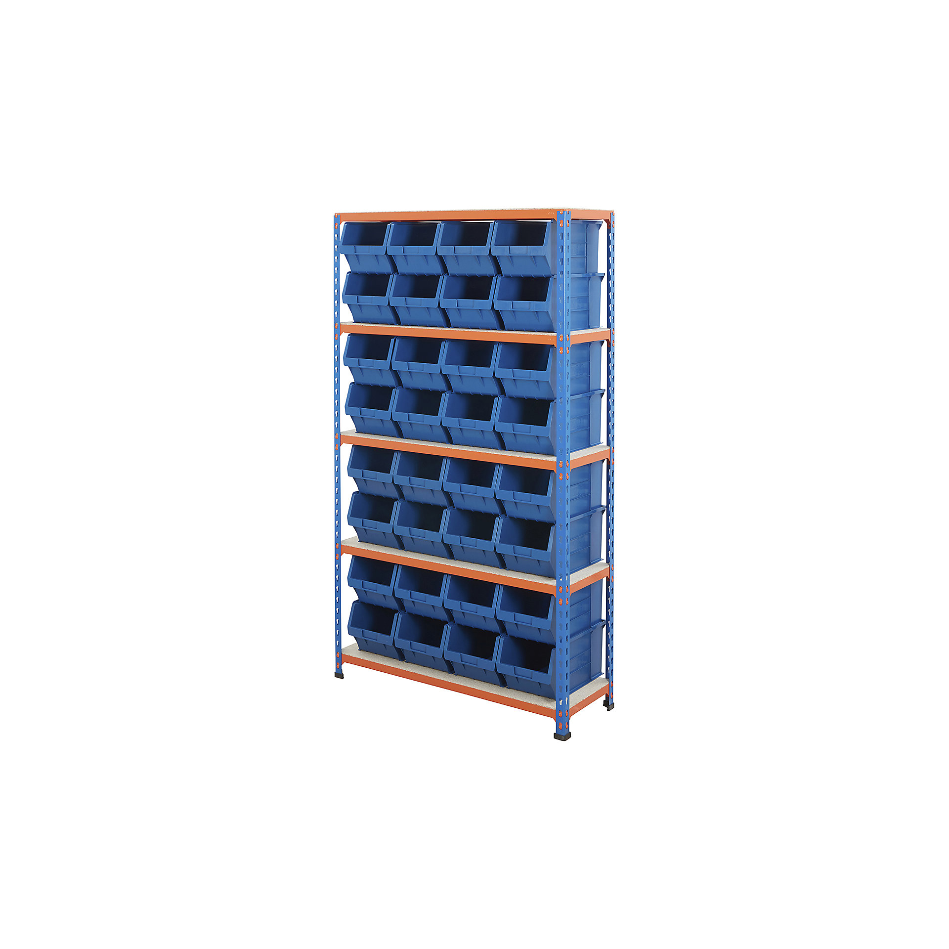 Panel Parts Storage BiG200 Blue & Orange Shelving With Plastic Parts Bins Mega Deal ...