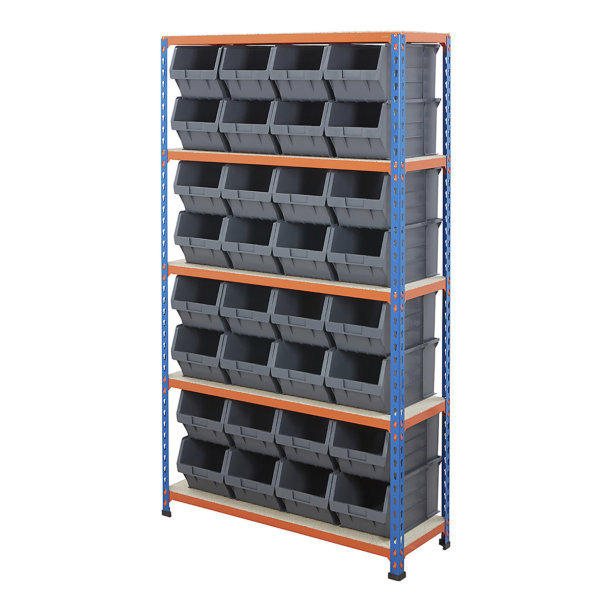 BiG200 Blue & Orange Shelving With Plastic Parts Bins Mega Deal
