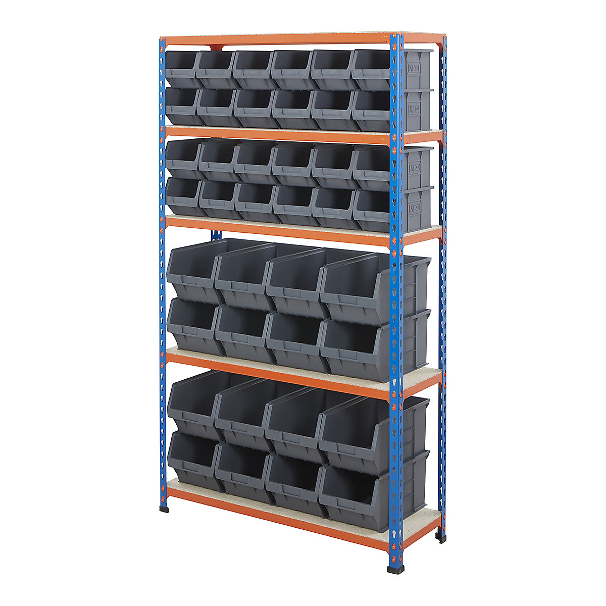 BiG200 Blue & Orange Shelving With Plastic Parts Bins Mega Deal