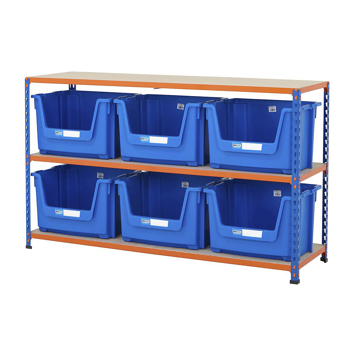 BiG340 Premium Large Stacking Pick Bin Kits, BiG340 Premium Large Stacking Pick Bin Kits, BiG340 Premium Large Stacking Pick Bin Kit 915h x 1525w x 455d mm 100kg UDL with 6x Blue Bins-5