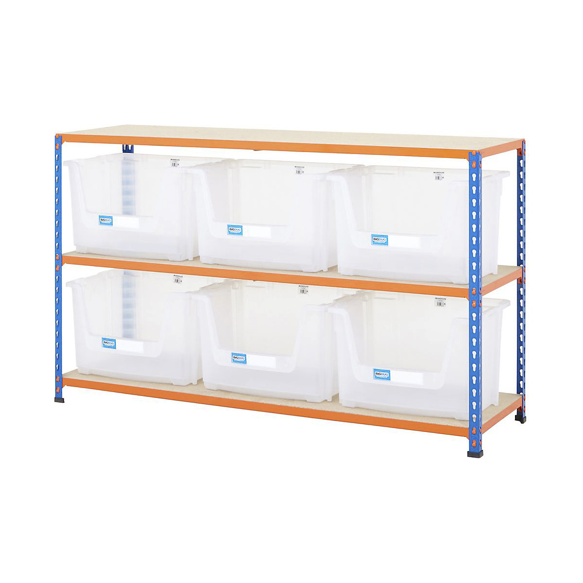 BiG340 Premium Large Stacking Pick Bin Kits, BiG340 Premium Large Stacking Pick Bin Kits, BiG340 Premium Large Stacking Pick Bin Kit 915h x 1525w x 455d mm 100kg UDL with 6x Clear Bins-6