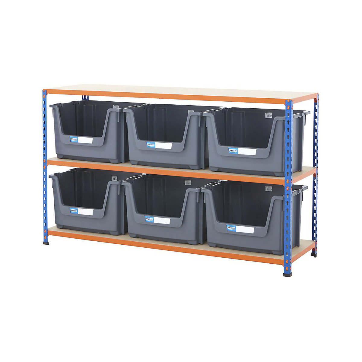 BiG340 Premium Large Stacking Pick Bin Kits, BiG340 Premium Large Stacking Pick Bin Kits, BiG340 Premium Large Stacking Pick Bin Kit 915h x 1525w x 455d mm 100kg UDL with 6x Grey Bins-7