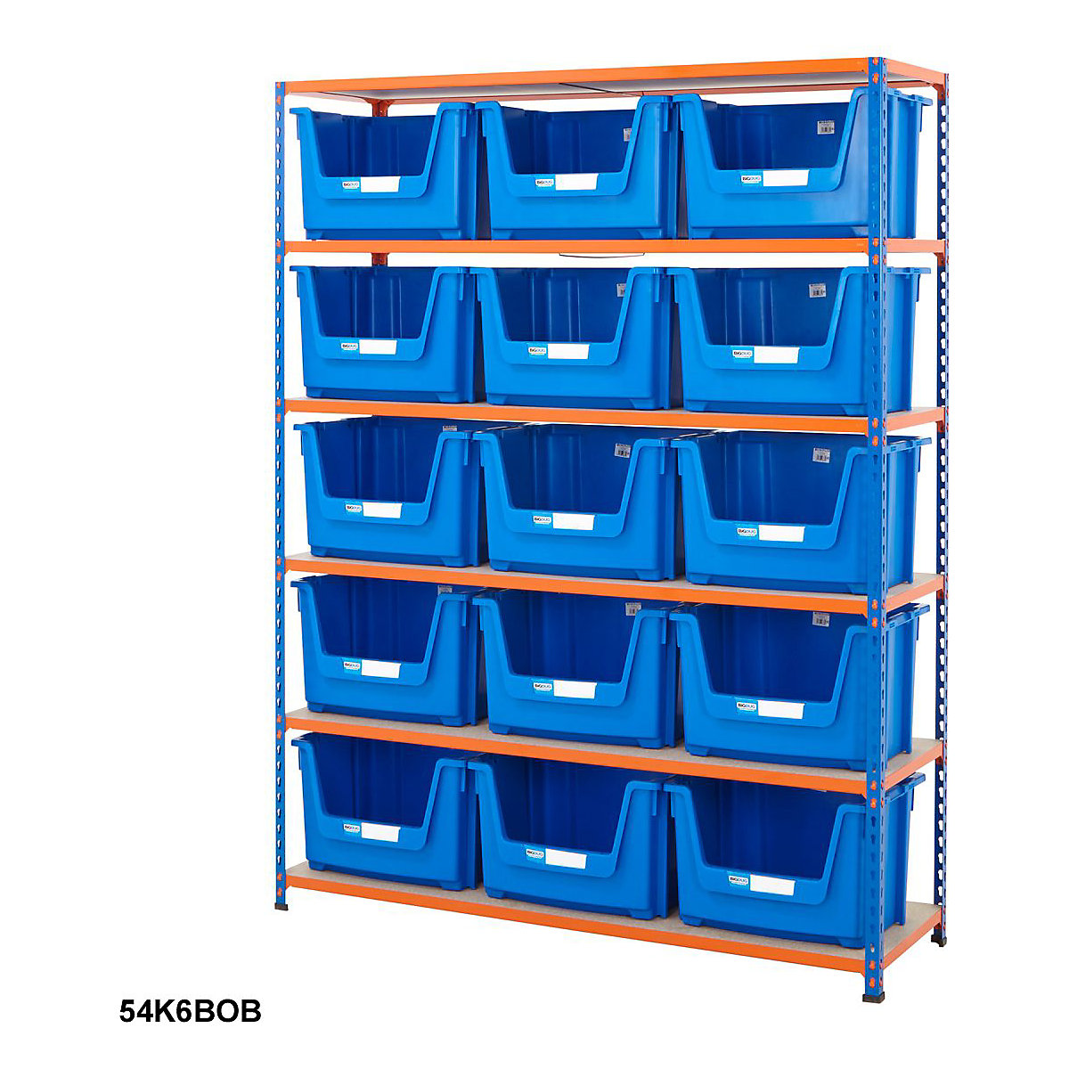 BiG340 Premium Large Stacking Pick Bin Kits, BiG340 Premium Large Stacking Pick Bin Kits, BiG340 Premium Large Stacking Pick Bin Kit 1980h x 1525w x 455d mm 100kg UDL with 15x Blue Bins-12