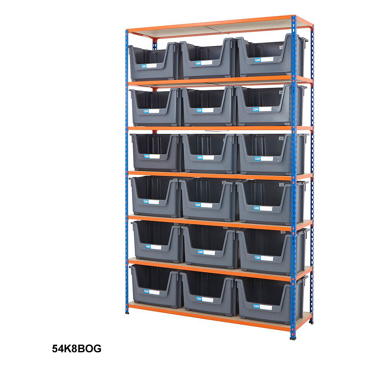 BiG340 Premium Large Stacking Pick Bin Kits, BiG340 Premium Large Stacking Pick Bin Kits, BiG340 Premium Large Stacking Pick Bin Kit 2440h x 1525w x 455d mm 100kg UDL with 18x Grey Bins-17