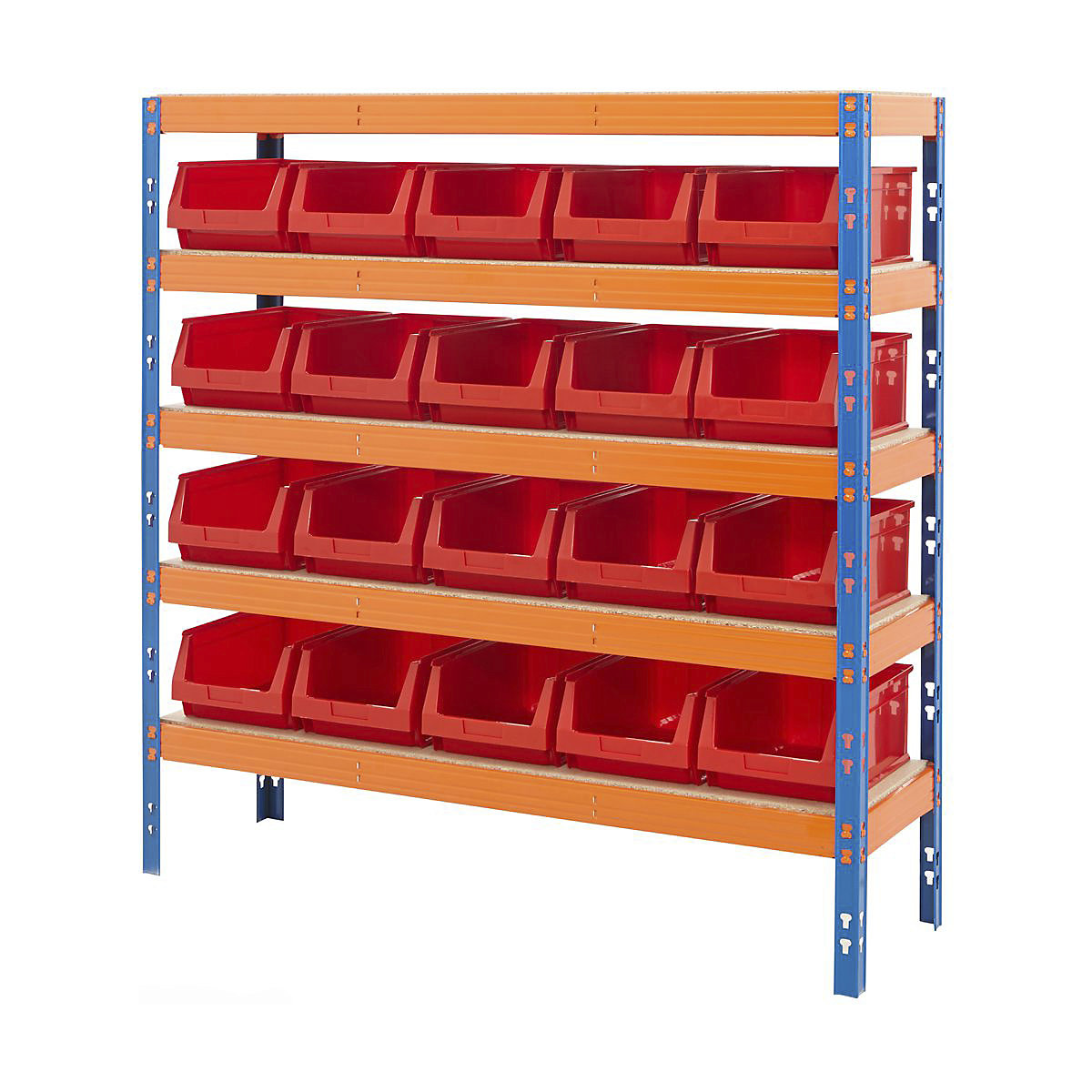 BiG400 Racking With Plastic Bins, BiG400 Racking With Plastic Bins, BiG400 Bin Kit | 1677h X 1525w X 455d mm | with 20x B56 Red Bins | 400kg UDL | Blue & Orange-10