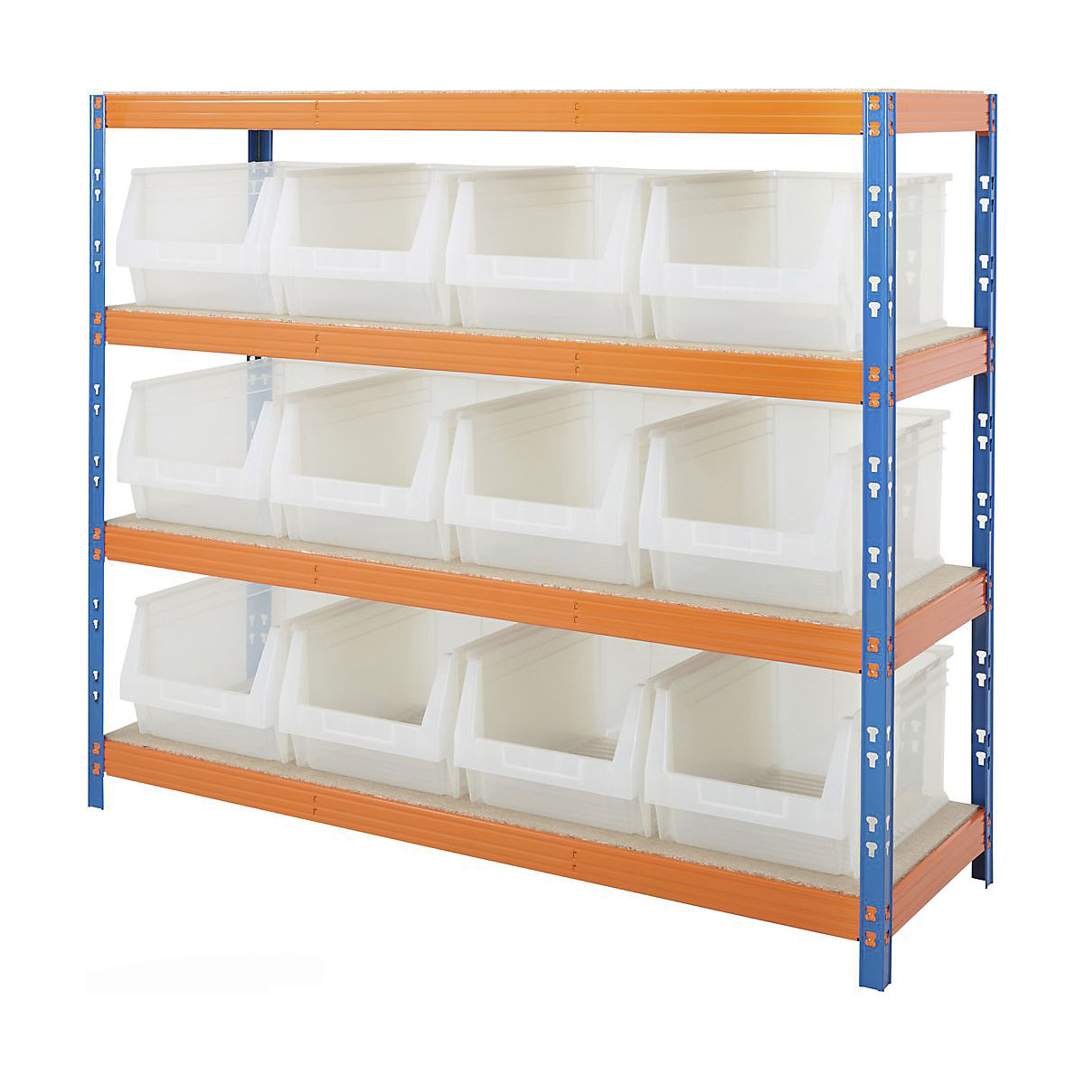 BiG400 Racking With Plastic Bins, BiG400 Racking With Plastic Bins, BiG400 Bin Kit | 1677h x 1830w x 610d mm | with 12x B60 Clear Bins | 400kg UDL | Blue & Orange-4