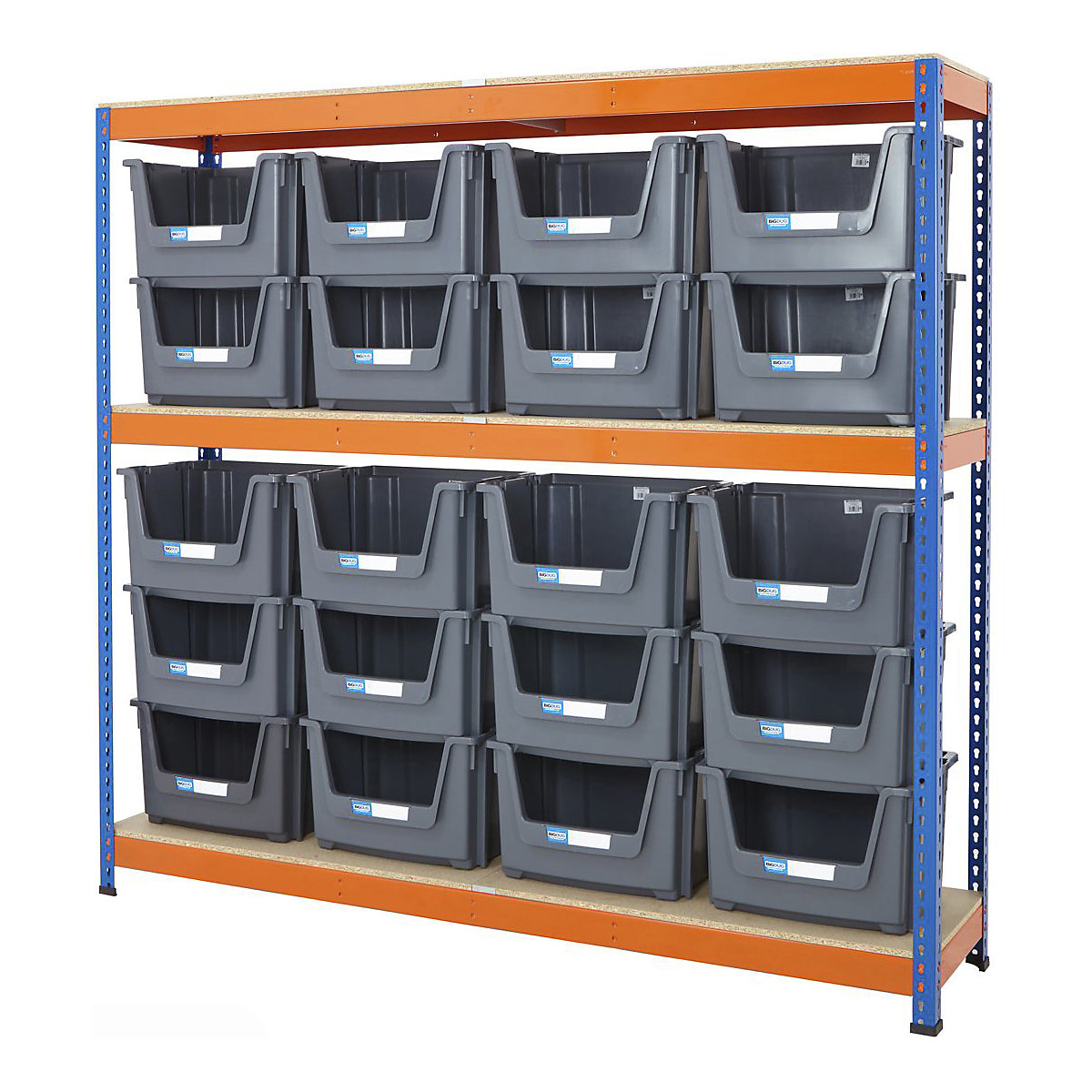 BiG400 Stacking Pick Bin Shelving Kits Blue & Orange