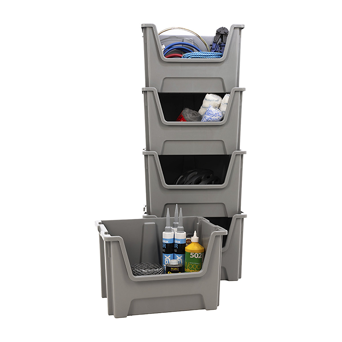 BiGDUG Essentials 50 Litre Recycled Plastic Stacking Pick Bin (Product illustration 7)-6