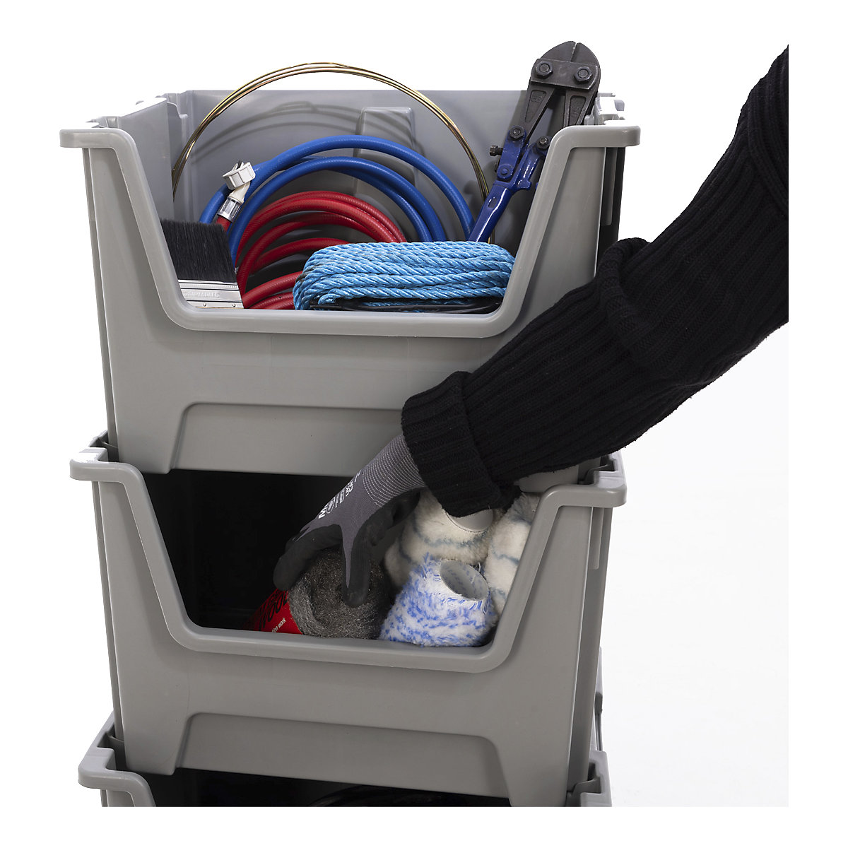 BiGDUG Essentials 50 Litre Recycled Plastic Stacking Pick Bin (Product illustration 8)-7