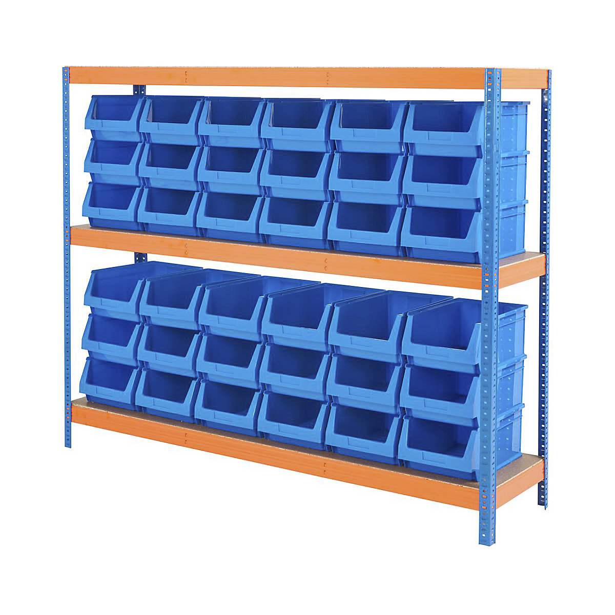 BiGDUG Essentials Industrial Shelving with Plastic Parts Bins