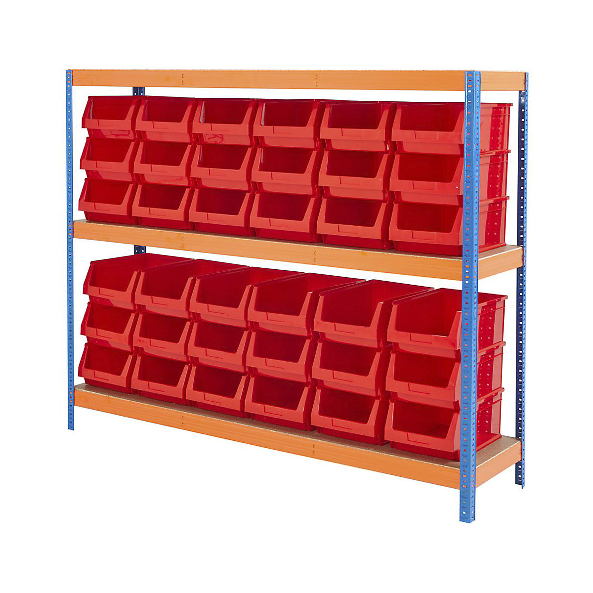 BiGDUG Essentials Industrial Shelving with Plastic Parts Bins