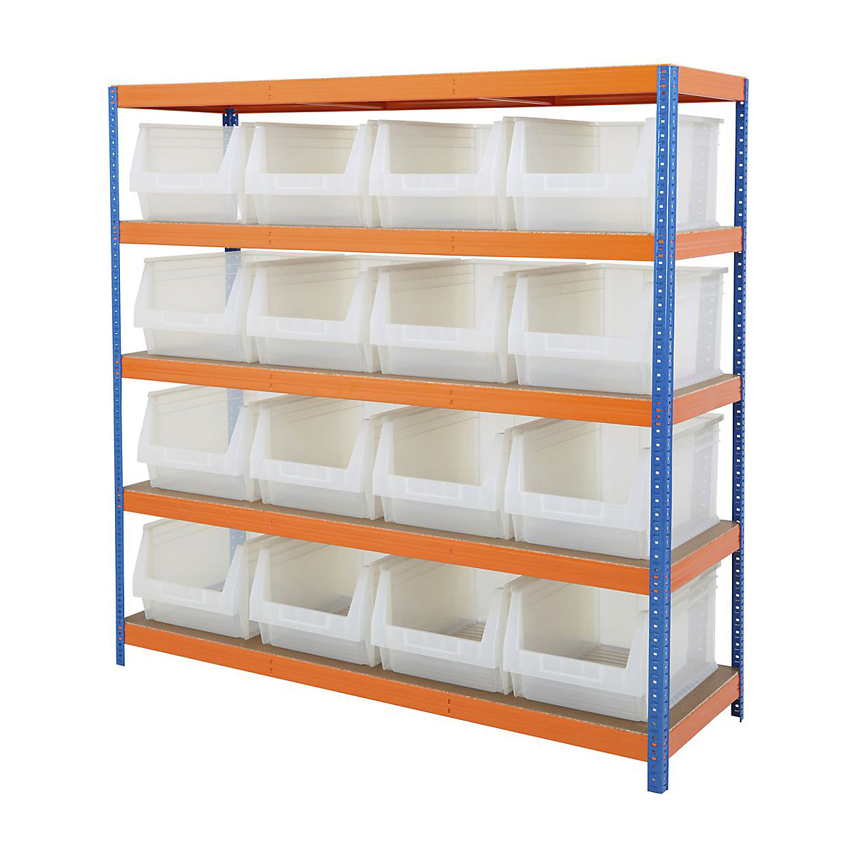 BiGDUG Essentials Industrial Shelving with Plastic Parts Bins