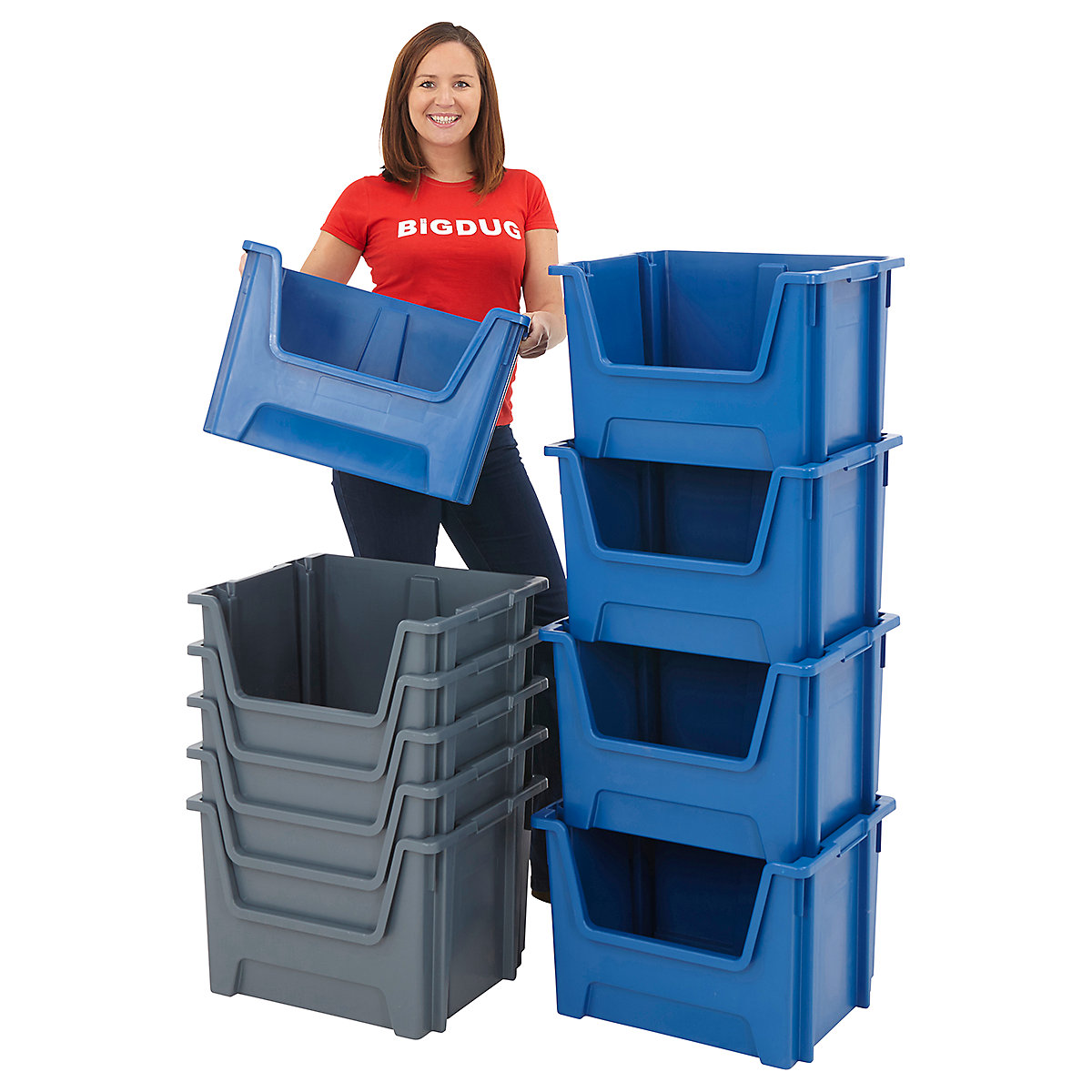 BiGDUG Essentials Large Recycled Plastic Stacking Pick Bins (Product illustration 3)-2