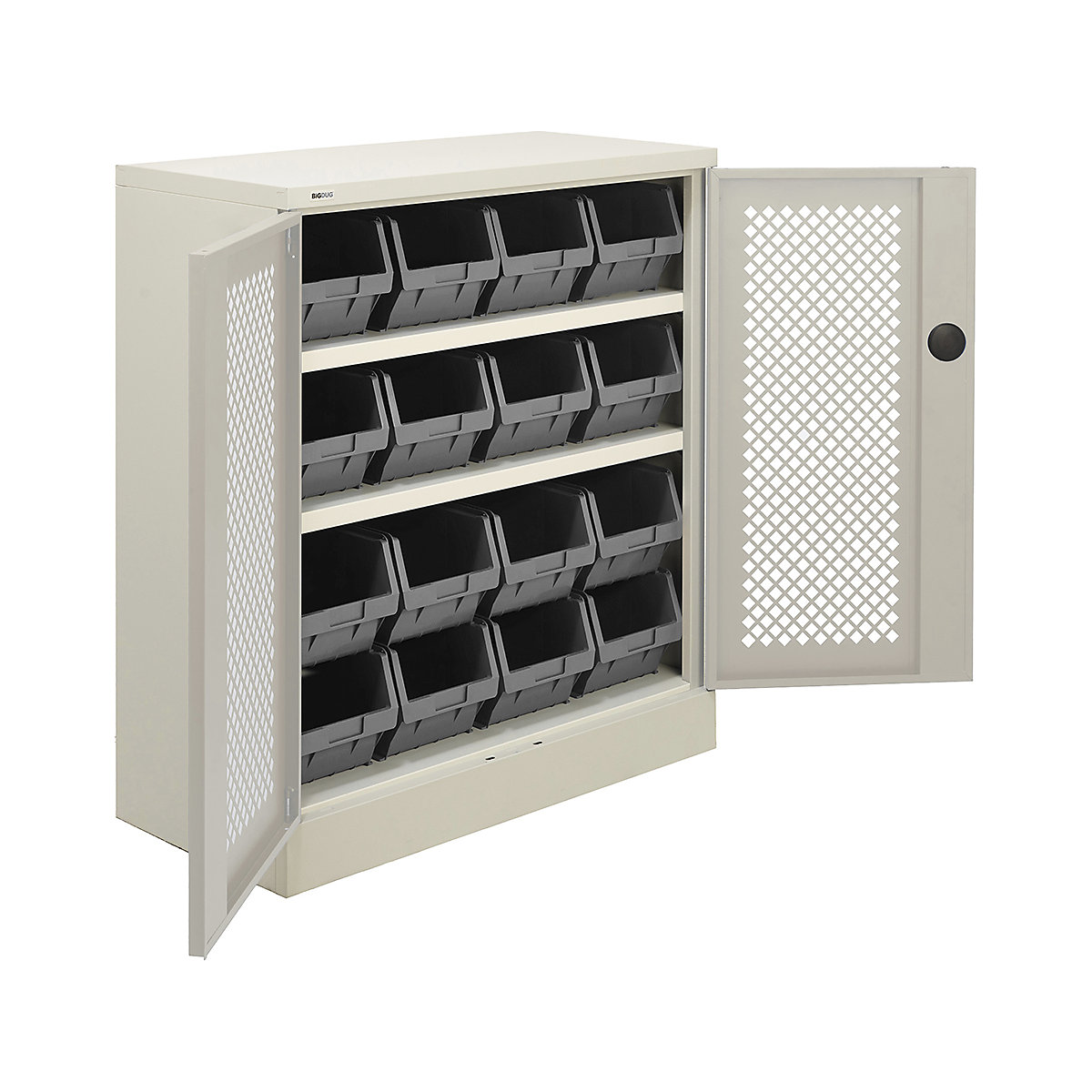 BiGDUG Essentials Steel Workplace Cupboards with Plastic Parts Bins