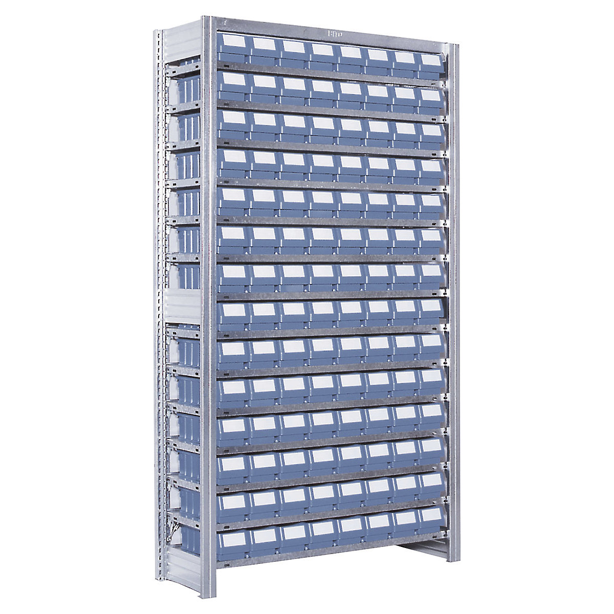 High Density Galvanised Shelving with Plastic Parts Shelf Bins
