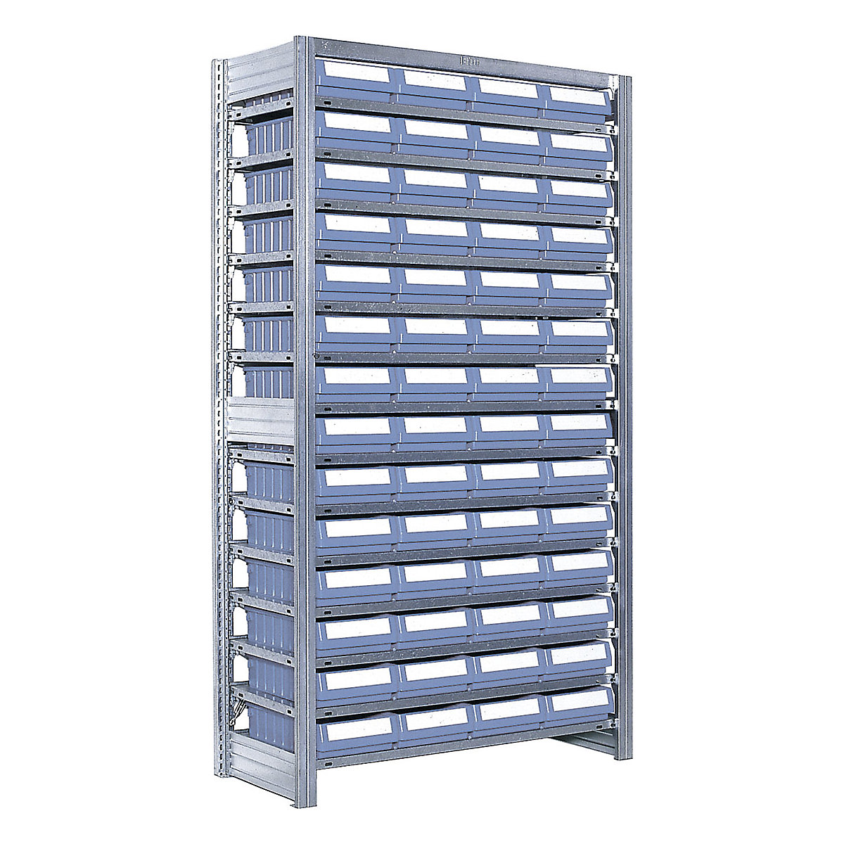 High Density Galvanised Shelving with Plastic Parts Shelf Bins