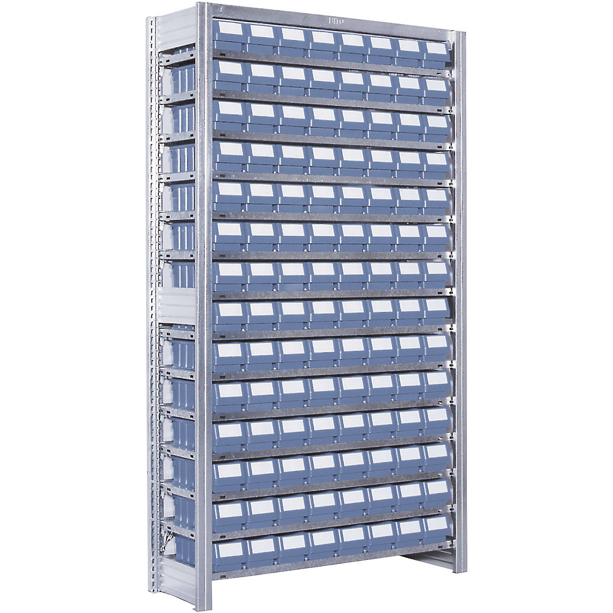 High Density Galvanised Shelving with Plastic Parts Shelf Bins