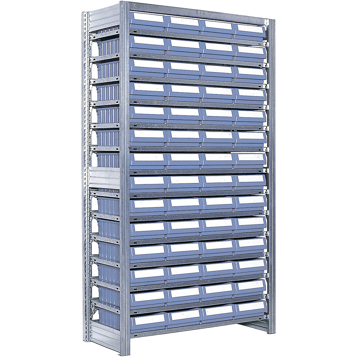 High Density Galvanised Shelving with Plastic Parts Shelf Bins