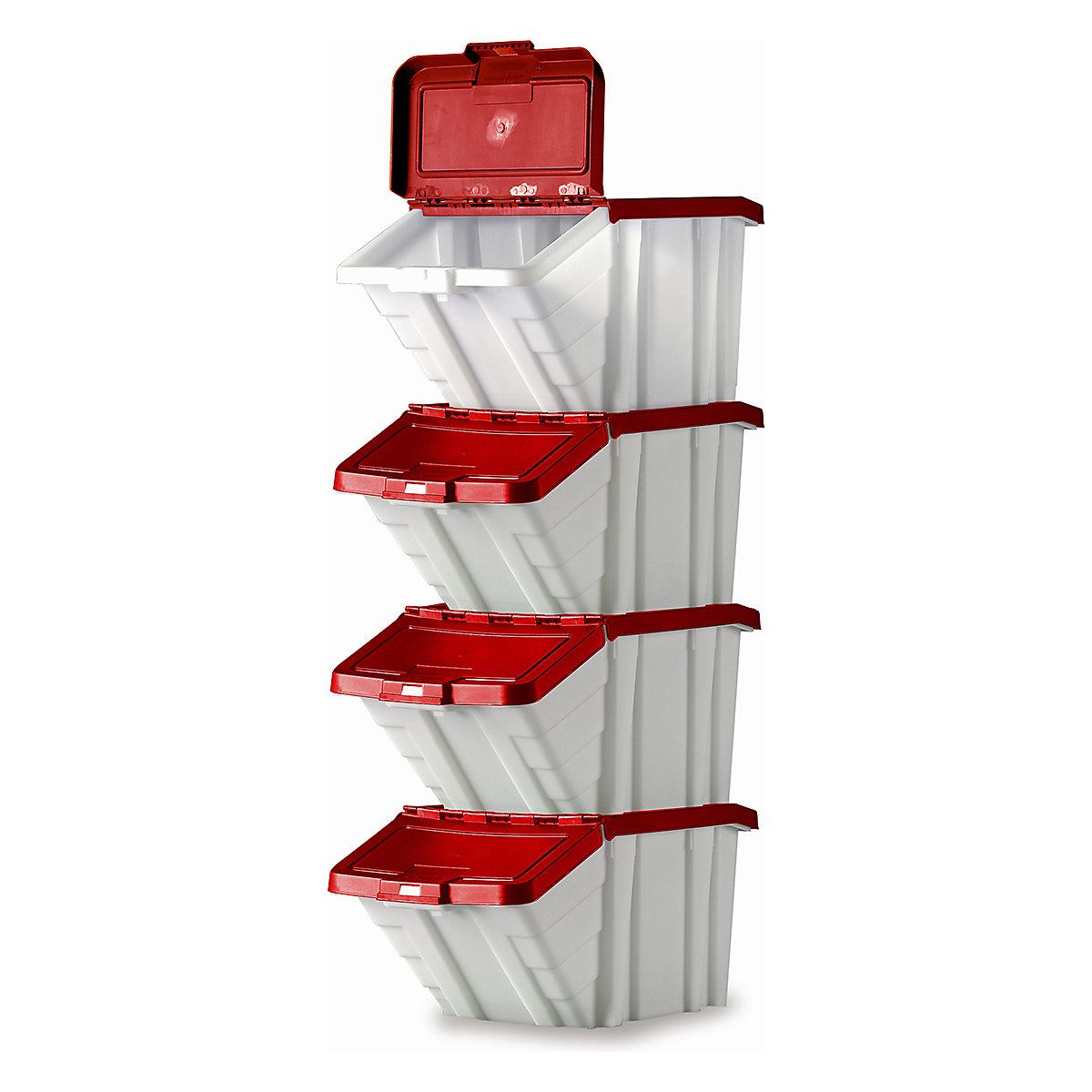Topstore Multi-Functional Containers, Topstore Multi-Functional Containers, Topstore® Multi-Functional Containers | 345h x 400w x 635d mm | Pack of 4  | Red Lids-4