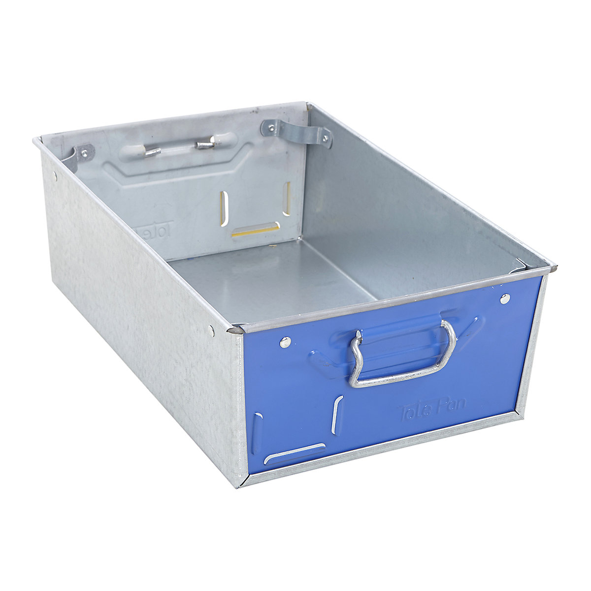 Galvanised Steel Tote Pans with Blue Ends