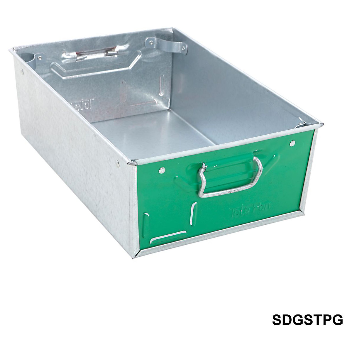 Galvanised Steel Tote Pans with Green Ends (Product illustration 3)-2