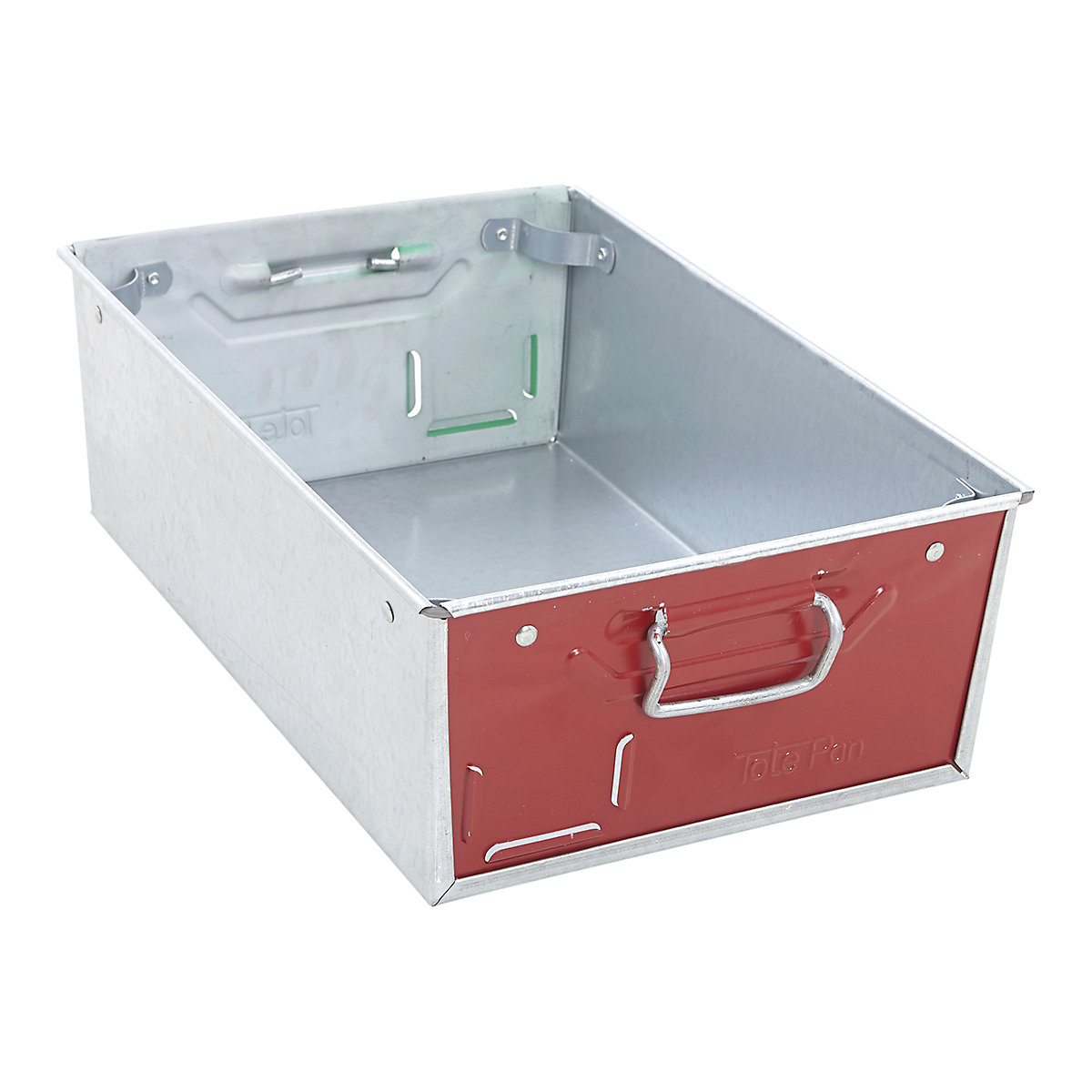 Galvanised Steel Tote Pans with Red Ends