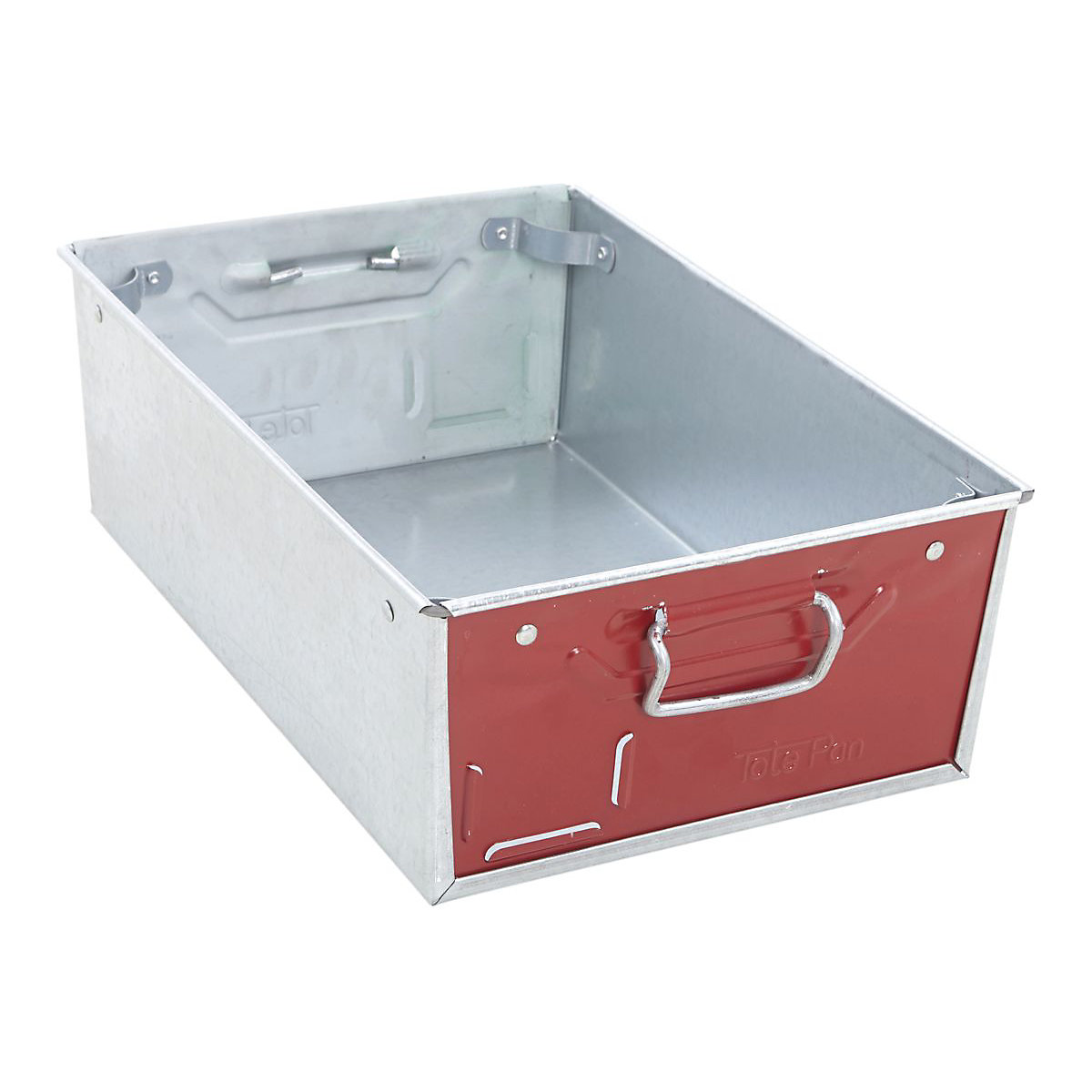 Galvanised Steel Tote Pans with Red Ends