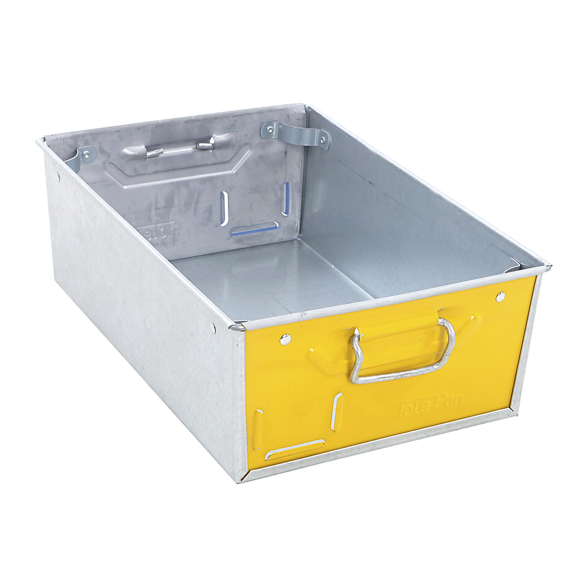 Galvanised Steel Tote Pans with Yellow Ends