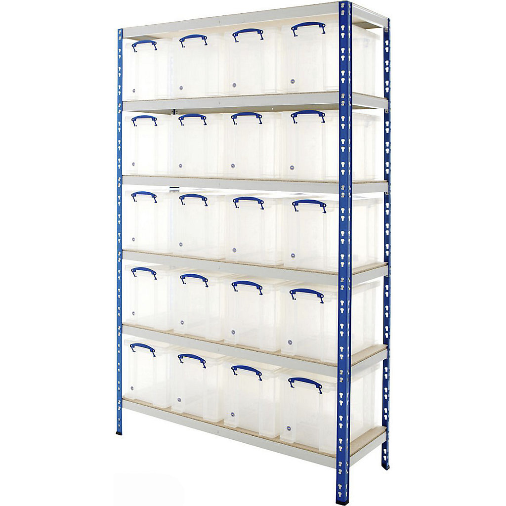 big400 racking bay with 20 x 48 litre really useful... BiG340 Shelving with Really Useful Boxes | BiGDUG