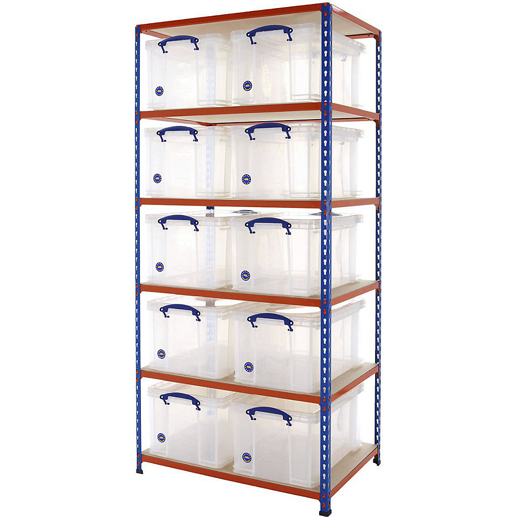 big400 racking bay with 20 x 48 litre really useful... BiG340 Shelving with Really Useful Boxes | BiGDUG