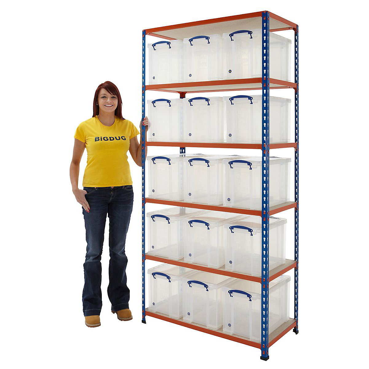 BiG340 Shelving With Really Useful Boxes, BiG340 Shelving With Really Useful Boxes, BiG340 Shelving | 1980h x 915w x 455d mm | 6 Levels | Grey | 340kg UDL with 15 x 24 Litre Clear Really Useful Boxes-16