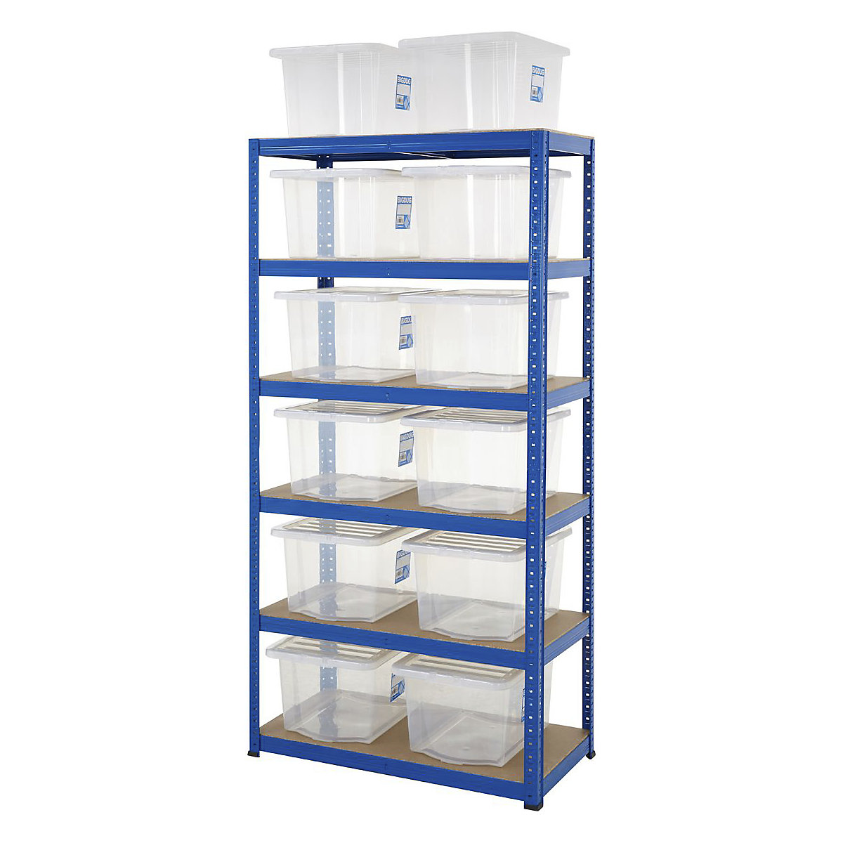 BiGDUG Essentials Shelving with 31 Litre Wham Economy Plastic Boxes Kit