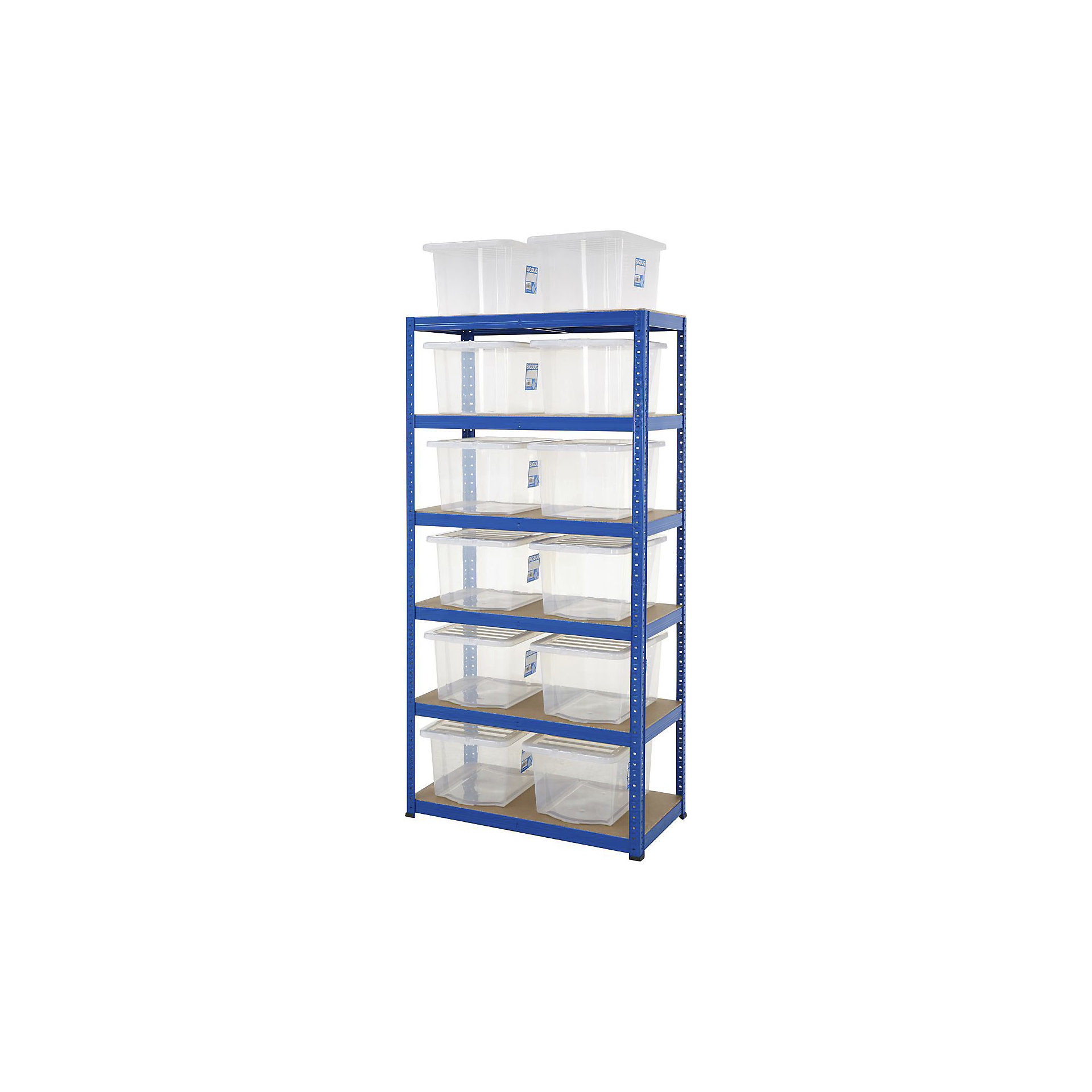 BiGDUG Essentials Shelving with 31 Litre Wham Economy Plastic Boxes Kit ...