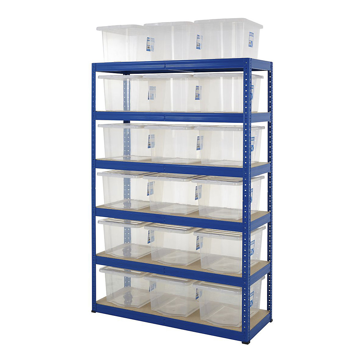 BiGDUG Essentials Shelving with 31 Litre Wham Economy Plastic Boxes Kit
