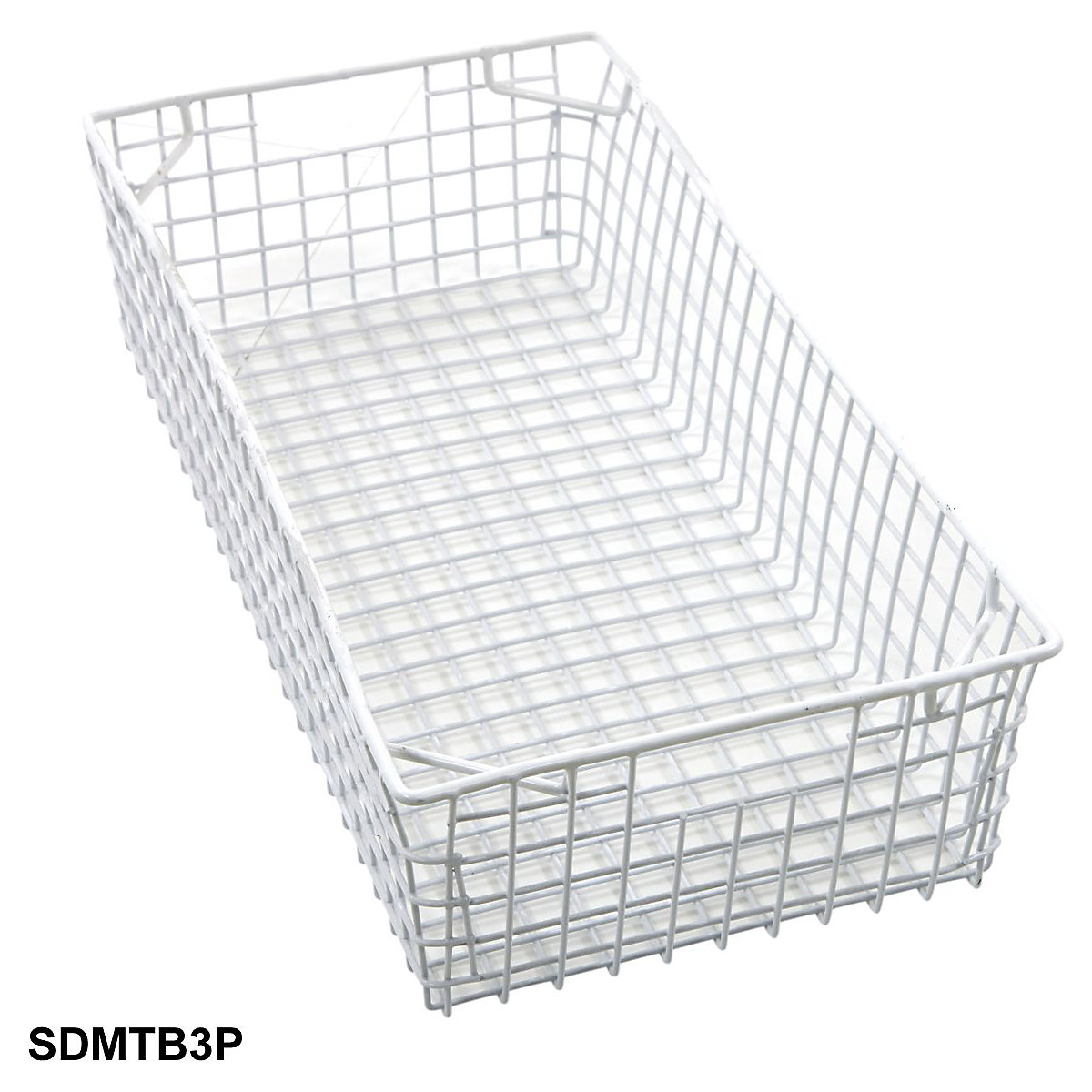 Wire Mesh Tote Baskets, Wire Mesh Tote Baskets, Wire Mesh Tote Basket 150h x 305w x 610d mm White Plastic Coated 25mm Square Mesh-6