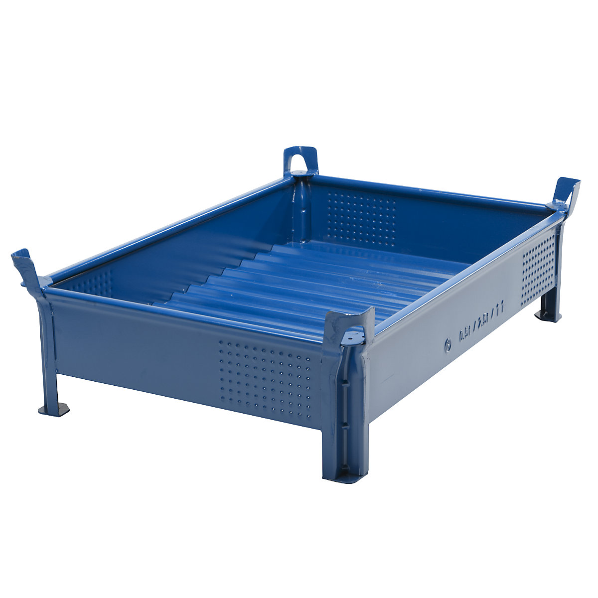 Heson Sheet steel stacking container, low profile design, solid walls