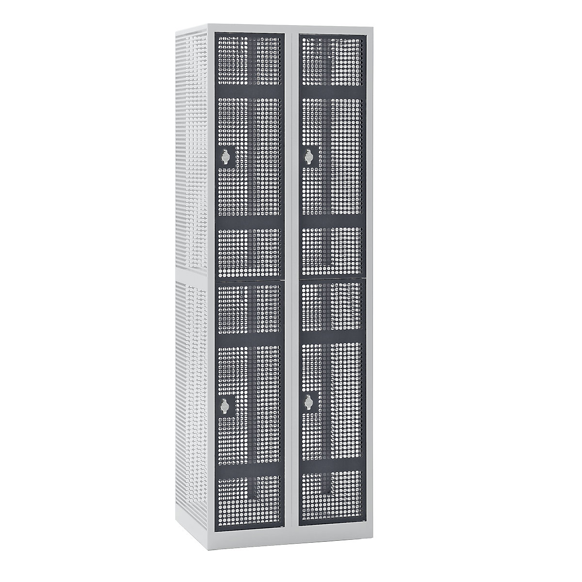 QUIPO Perforated sheet metal locker compartment 300 mm, 4 compartments, for padlock KAISER