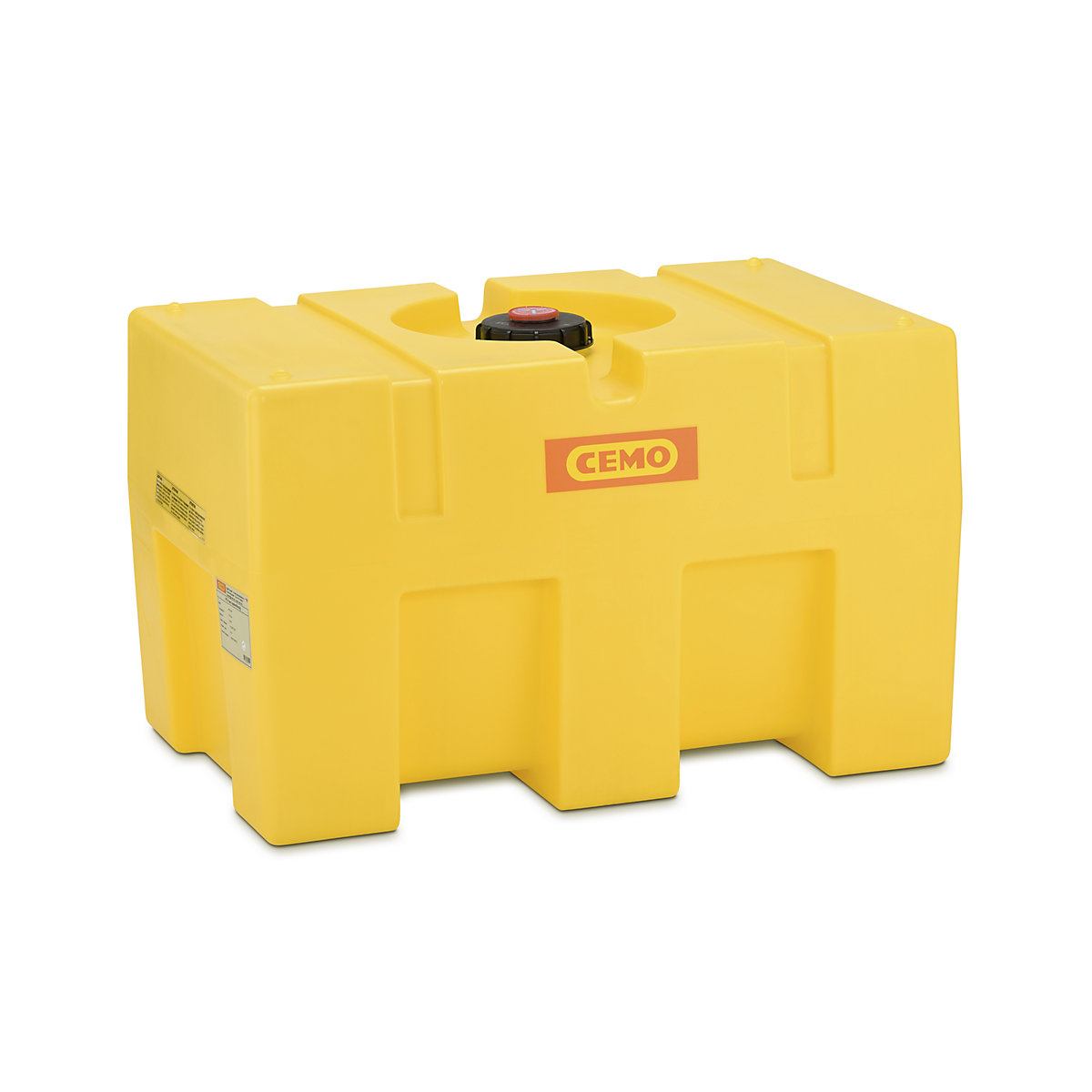 PE water drum – CEMO, box shaped, yellow, capacity 450 l-5