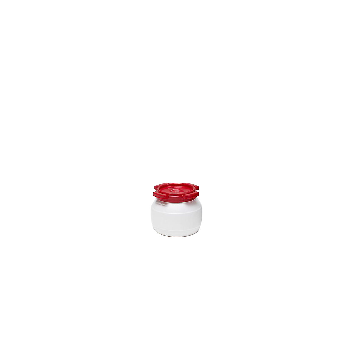 Wide neck drum with screw on lid, white / red, capacity 3 l, height 173 mm