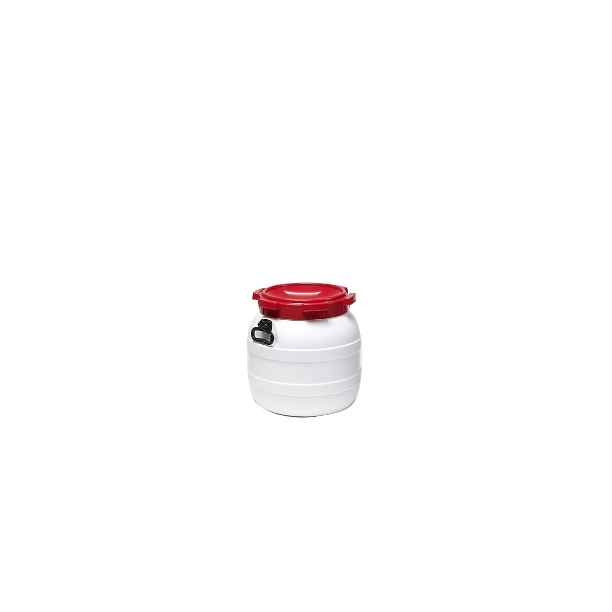 Wide neck drum with screw on lid, white / red, capacity 42 l, height 418 mm