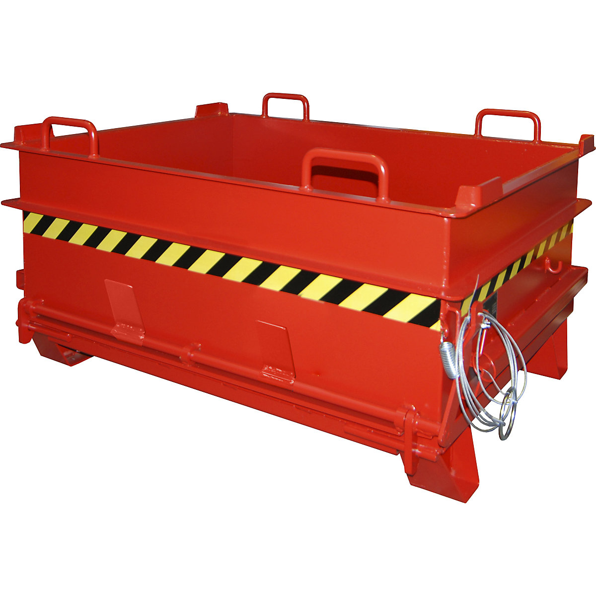 BC construction material container, with stone clamp release mechanism – eurokraft pro, WxH 1305 x 700 mm, flame red-5