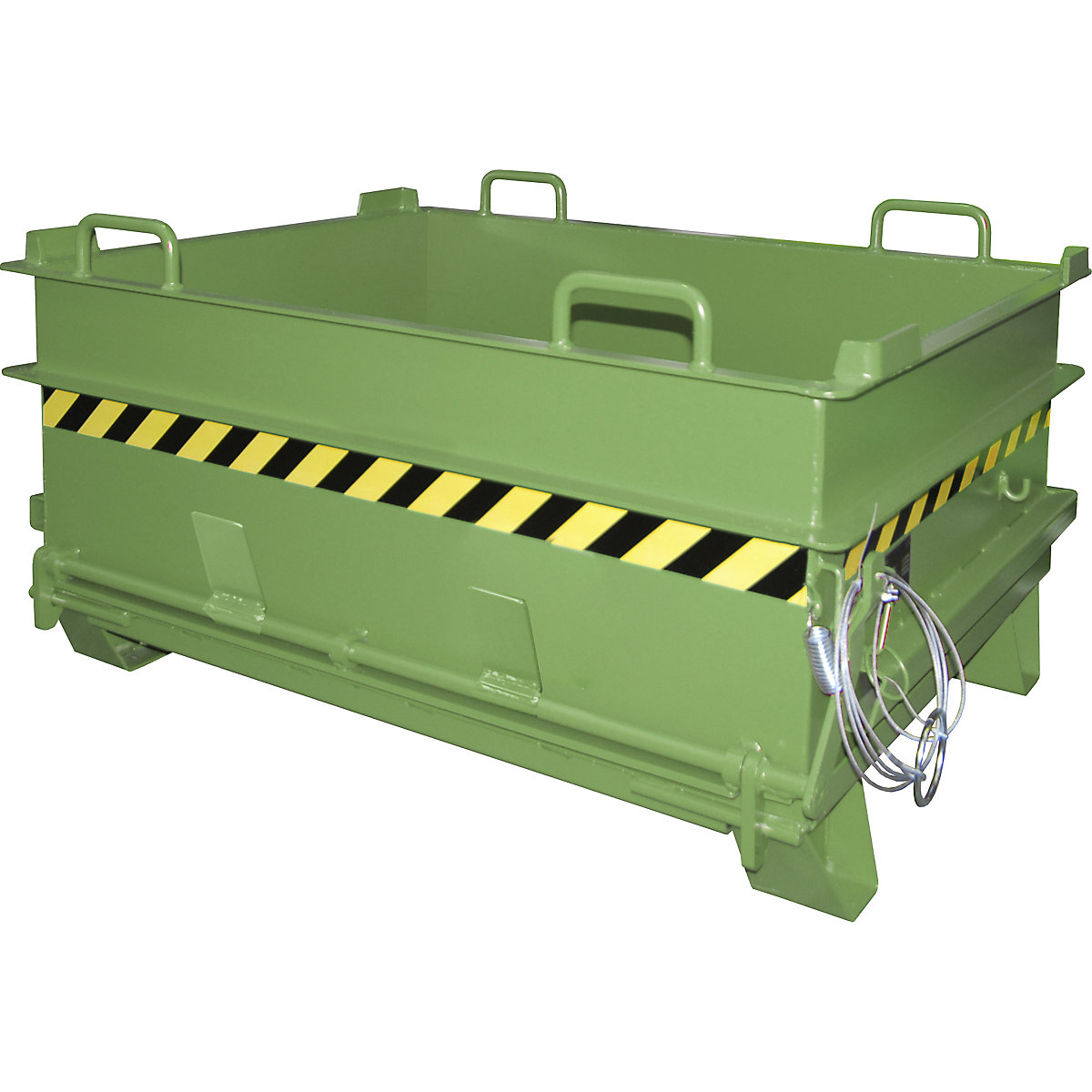BC construction material container, with stone clamp release mechanism – eurokraft pro, WxH 1305 x 700 mm, reseda green-4