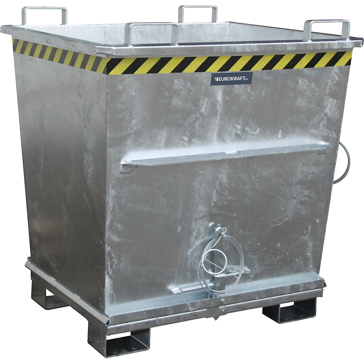 Conical hinged bottom skip – eurokraft pro, capacity 1.0 m³, max. load 2000 kg, hot dip galvanised in accordance with EN ISO 1461-13