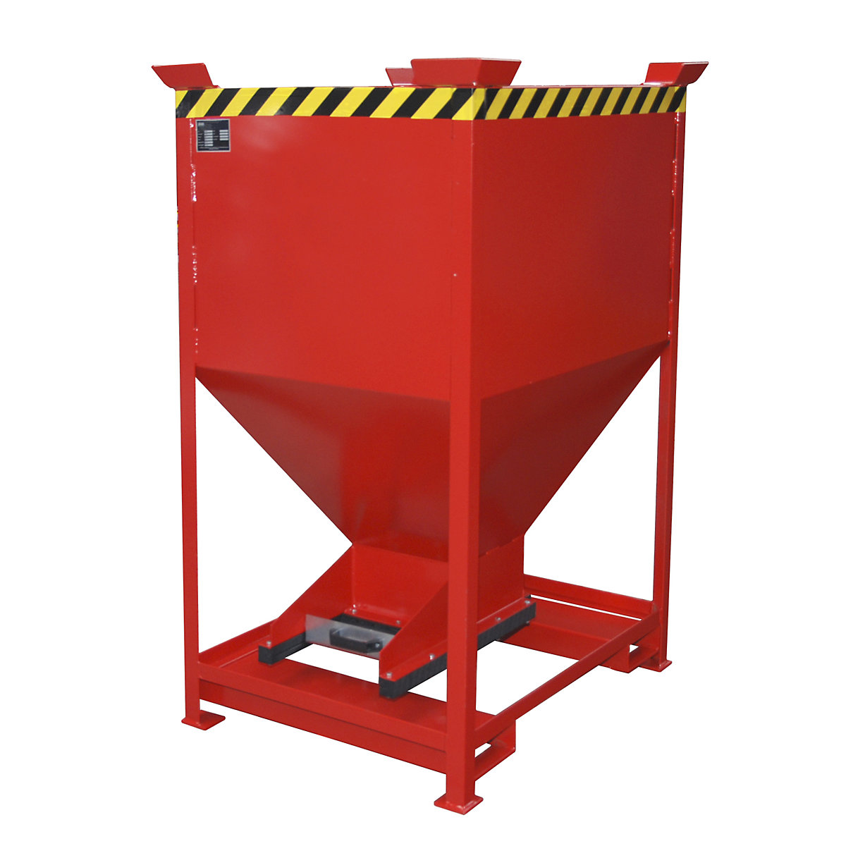 Dispensing hopper, funnel head – eurokraft pro, stationary with forklift pockets, capacity 0.6 m³, flame red-3