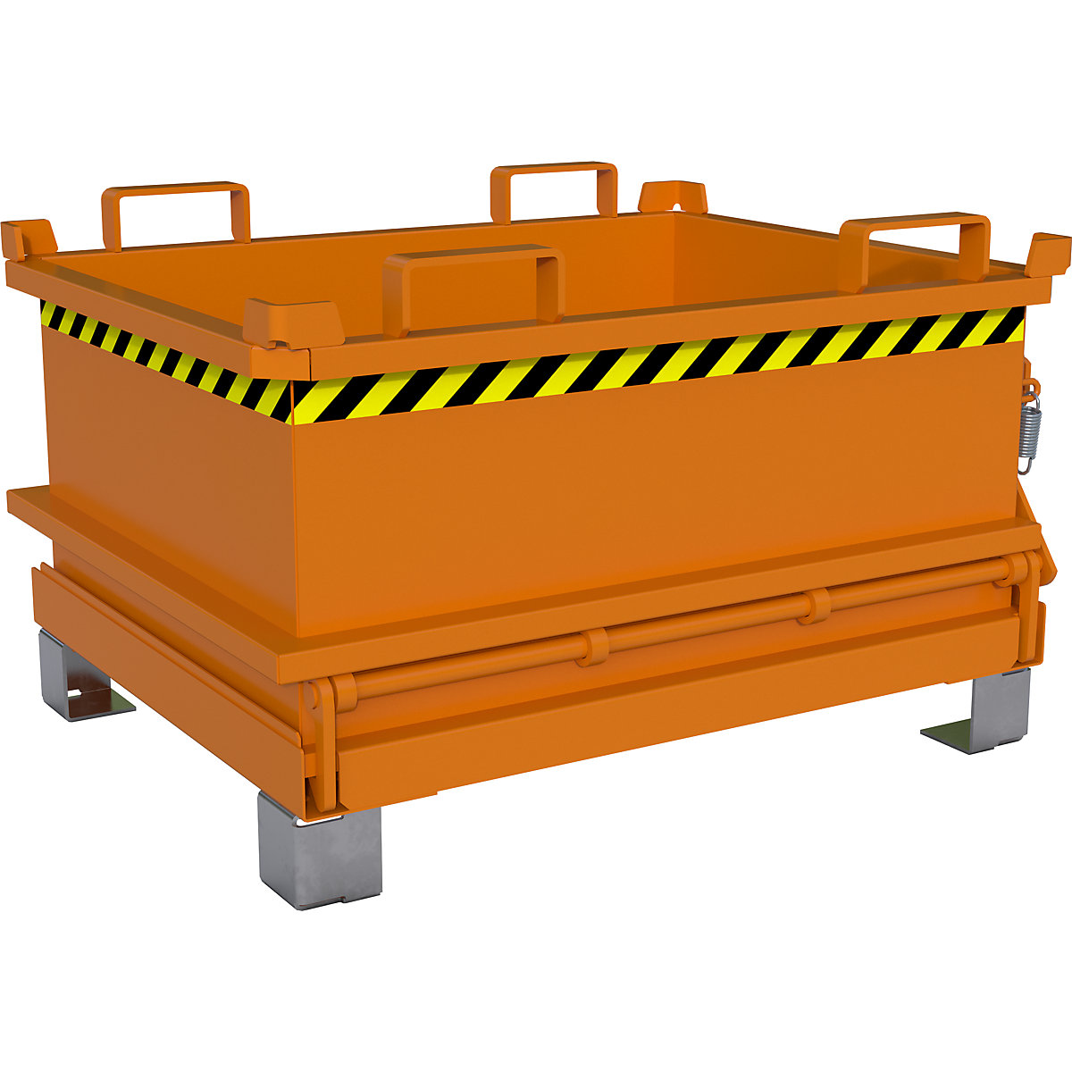 Hinged bottom skip – eurokraft pro, capacity 0.24 m³, yellow orange RAL 2000-15
