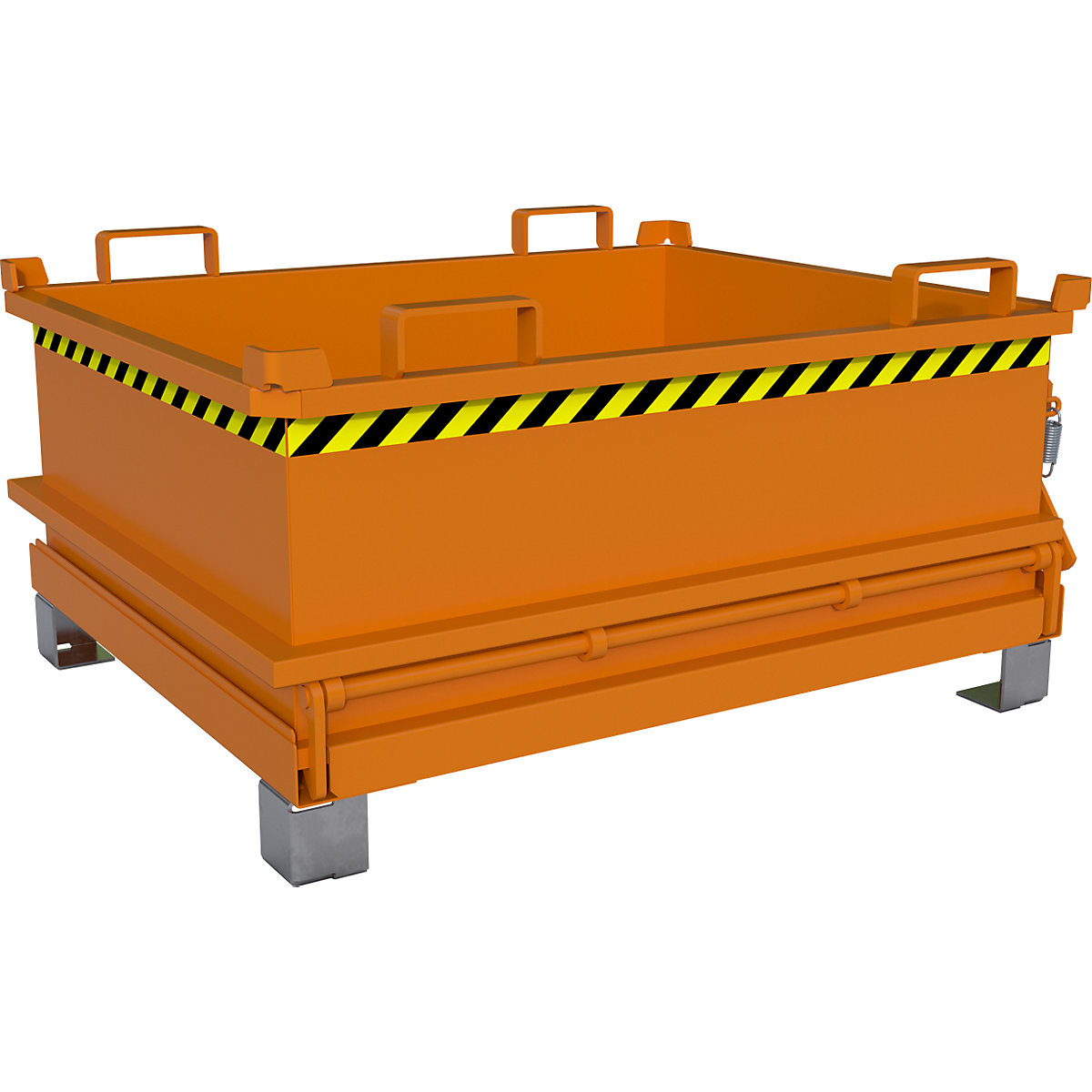 Hinged bottom skip – eurokraft pro, capacity 0.37 m³, yellow orange RAL 2000-15