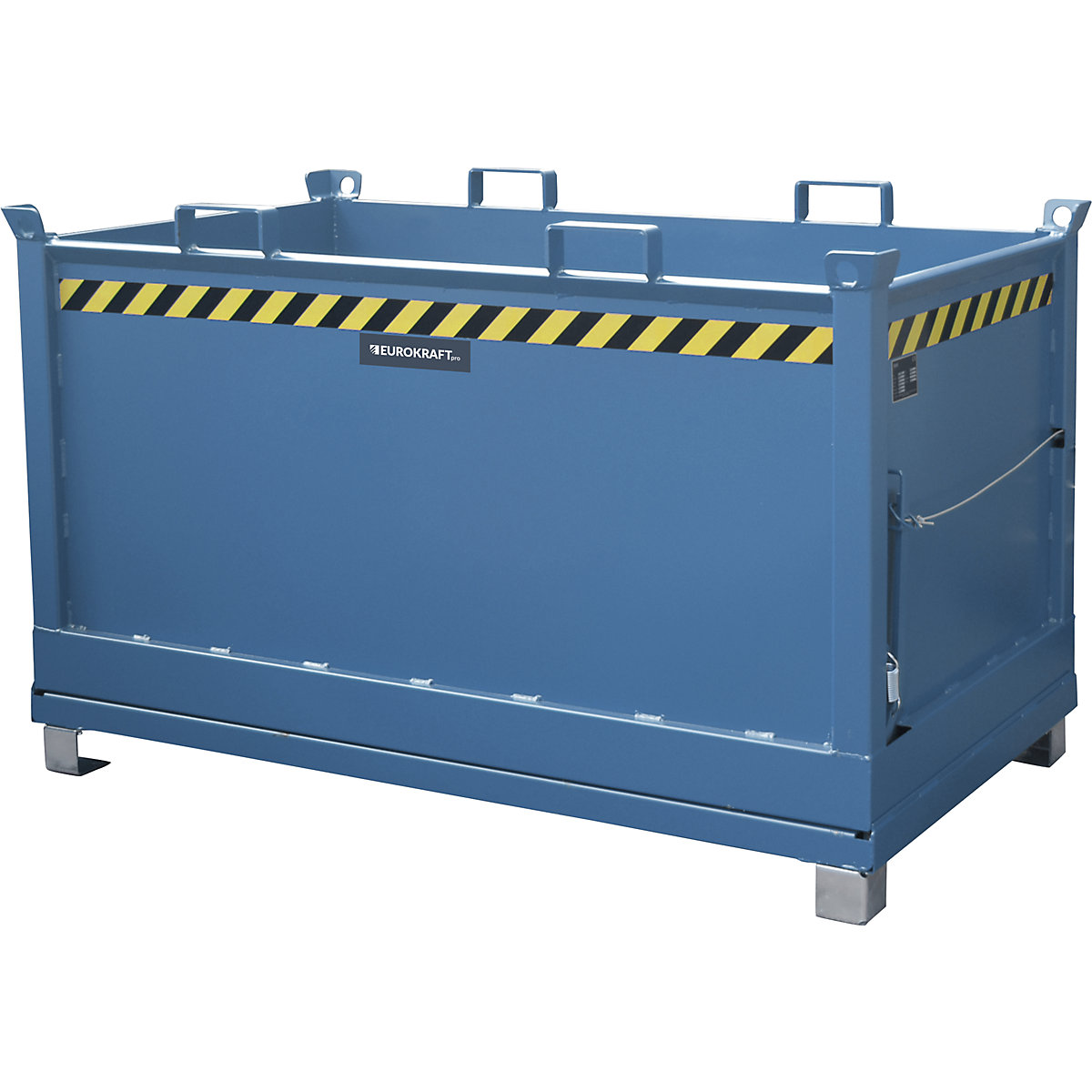 Hinged bottom skip – eurokraft pro, capacity 1.5 m³, gentian blue RAL 5010-10