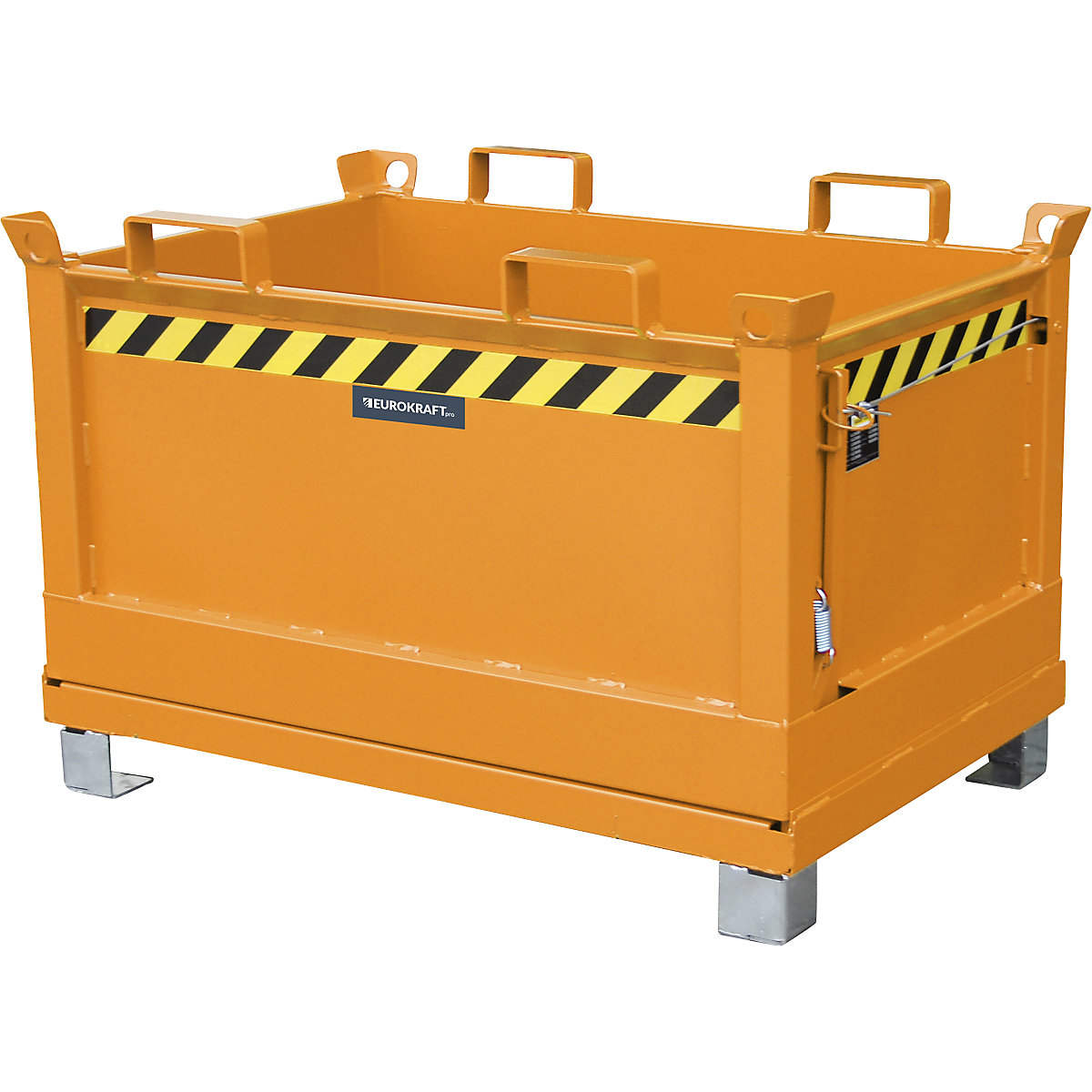 Hinged bottom skip – eurokraft pro, capacity 0.5 m³, yellow orange RAL 2000-9