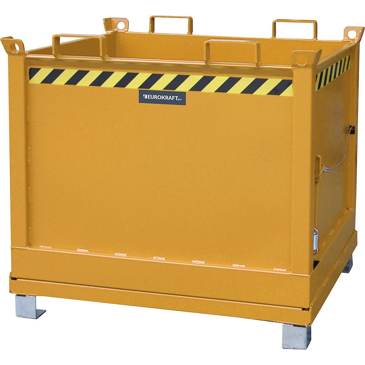 Hinged bottom skip – eurokraft pro, capacity 1.0 m³, yellow orange RAL 2000-12